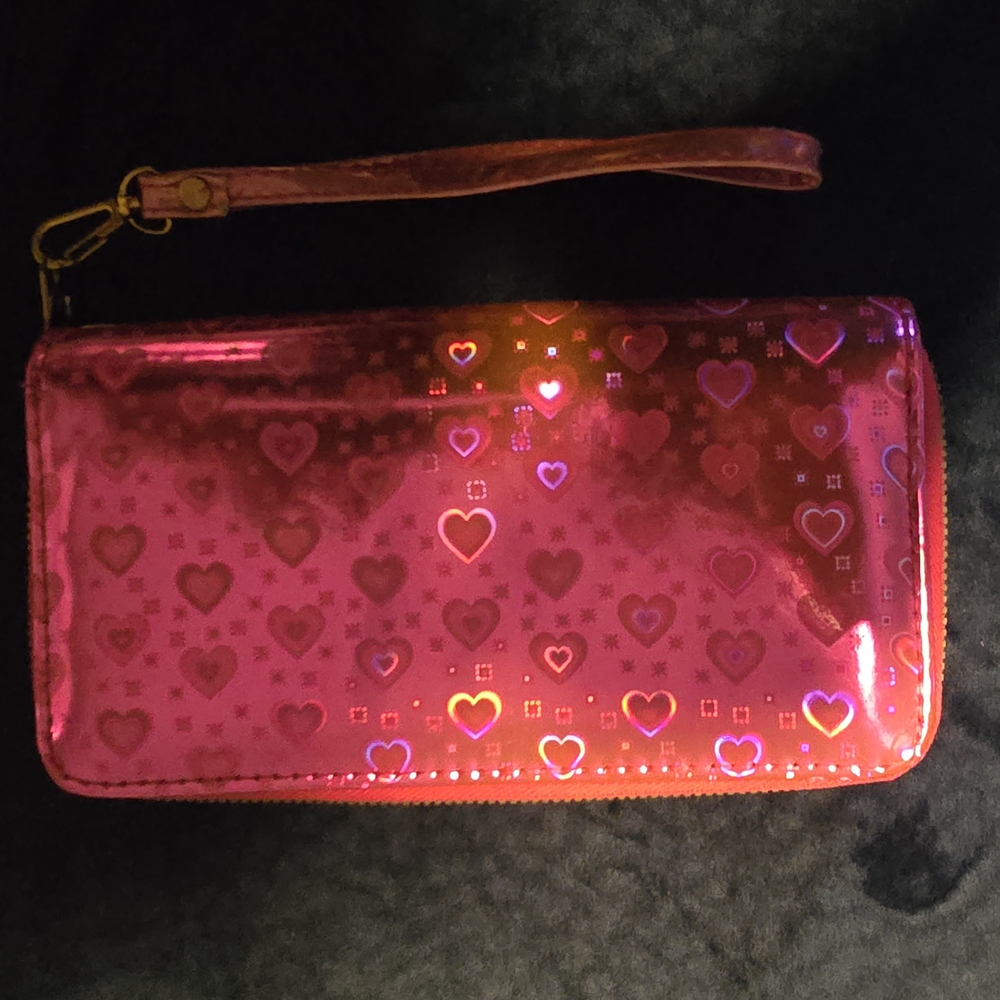 Pink Heart Pattern Wristlet